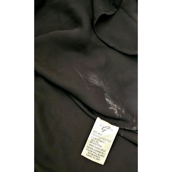 Gracia Black Button-Up Top With Faux Leather Details & Flared Sleeves - Size S - Picture 9 of 12